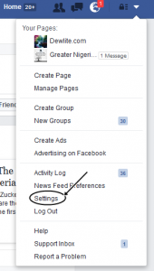 Facebook page settings